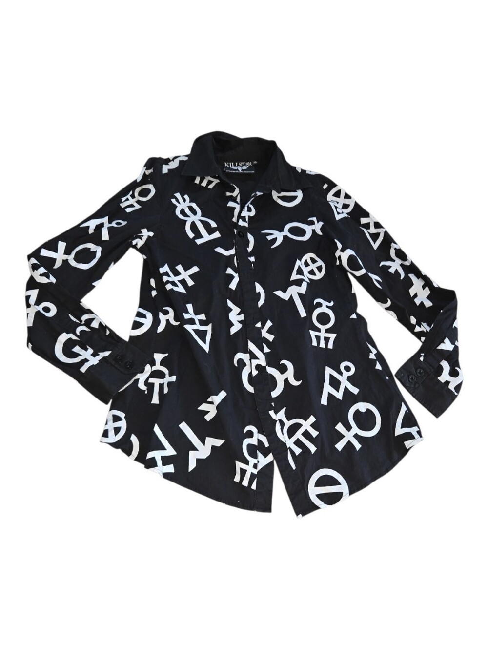 KILLSTAR Black & White Symbol Button-Down Shirt Size XXL